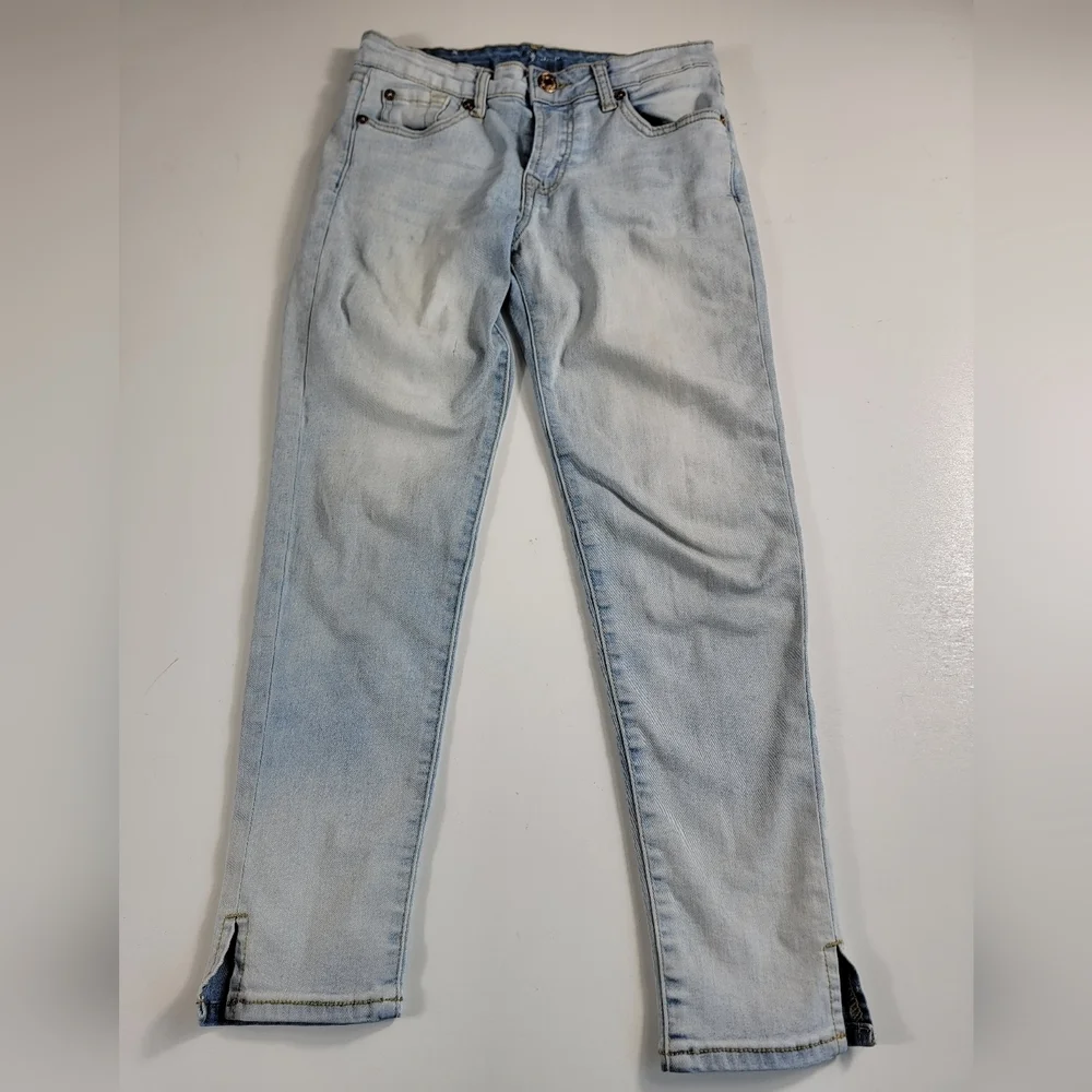 Girl’s 7 For All Mankind The Ankle Skinny Jeans Size 12 light wash stretch